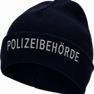 Beanie Classic dark navy mit Bestickung - WOOLPOWER